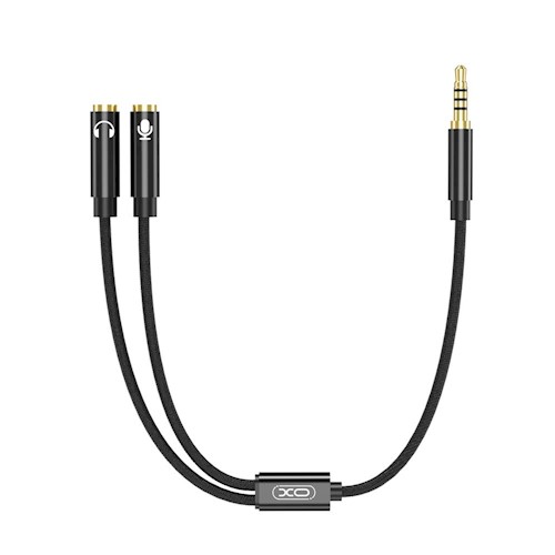 Cablu Audio 2in1 XO NB-R197 Jack 3.5mm - Splitter Dual Jack si Microfon 3.5mm , 0.25 m - Negru - imagine 4