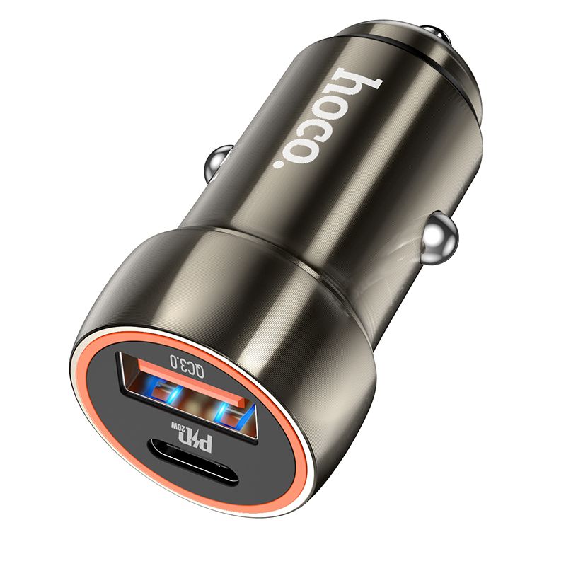 Incarcator Auto HOCO Z46A QC 3.0 PD 20W Gri