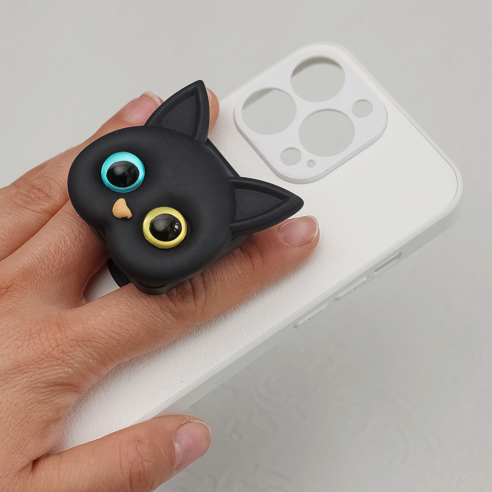 Suport Telefon (stick-on popsocket ) Pisicuta cu Oglinda Negru - imagine 6