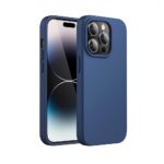 Husa iPhone 13 Pro Silicon Catifea (big hole) Albastru Inchis