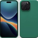 Husa iPhone 15 Pro Silicon Catifea (big hole) BLISTER – Verde Inchis