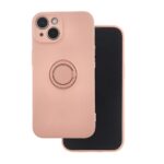 Husa iPhone 15 Catifea RING SILICON – Rose Pink