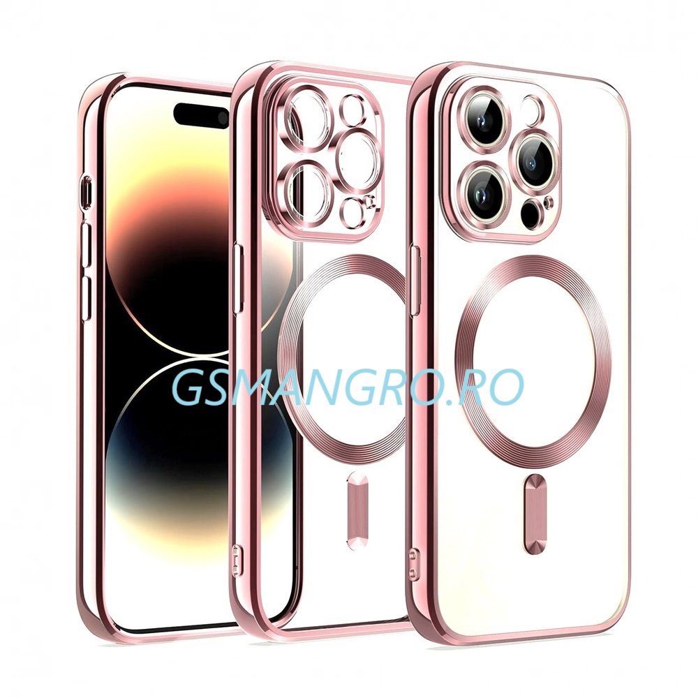 Husa iPhone 16 Pro Max MagSafe Luxury Cristal Rose Gold