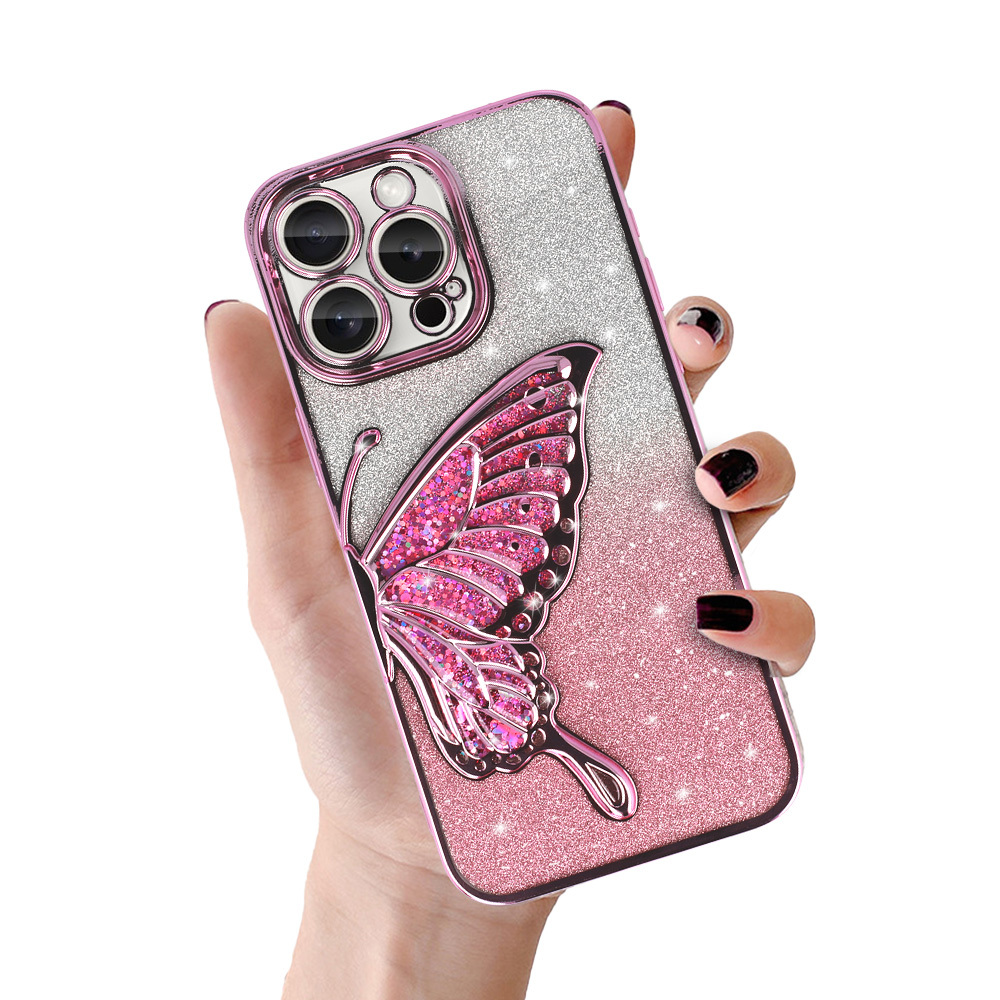 Husa iPhone 15 Pro Butterfly Pink