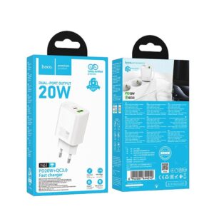 Incarcator Priza HOCO N61 20W GaN 2x USB Alb