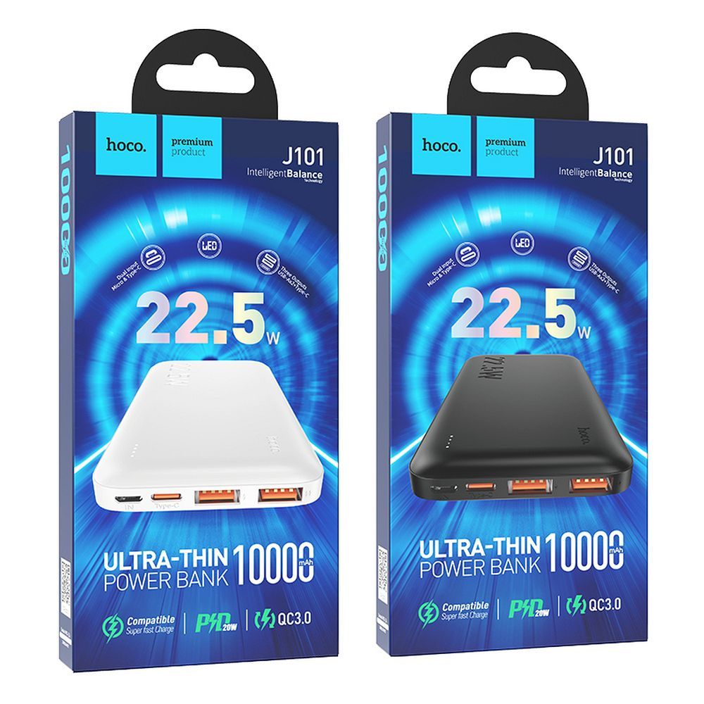 POWER BANK Hoco J101 - 22,5W - 10000 mAh QC3.0 - Alb - imagine 5