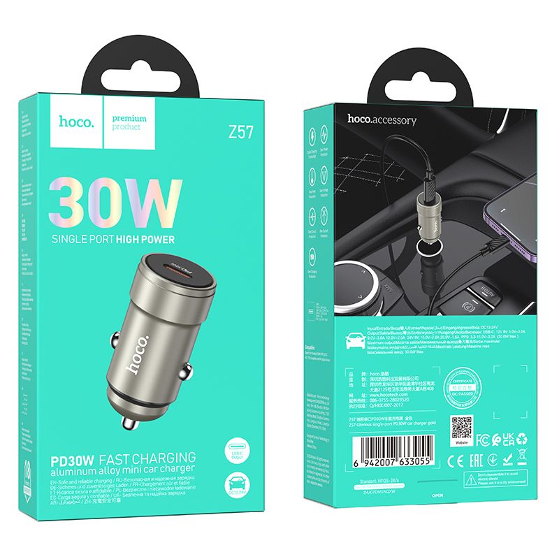 Incarcator Auto HOCO Z57 Type C PD 30W Negru