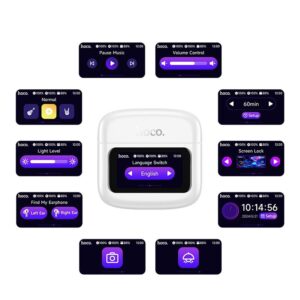 Casti Bluetooth HOCO EQ14 TWS Display Touchscreen Alb