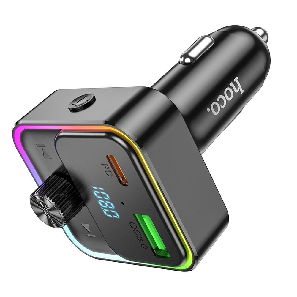 Modulator FM Bluetooth HOCO E81 Display Digital 1x USB A 18W + Type C PD QC3.0 30W - imagine 2