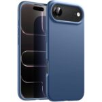 Husa iPhone 17 Air Silicon Catifea (big hole) Albastru Inchis