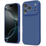 Husa iPhone 17 Pro Max Silicon Catifea Albastru Inchis