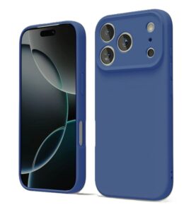 Husa iPhone 17 Pro Max Silicon Catifea Albastru Inchis