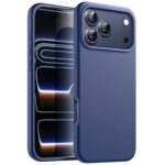 Husa iPhone 17 Pro / 18 Pro Silicon Catifea (big hole) Albastru Inchis