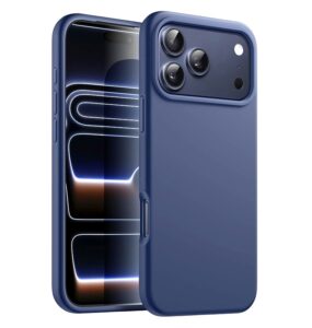 Husa iPhone 17 Pro Silicon Catifea (big hole) Albastru Inchis