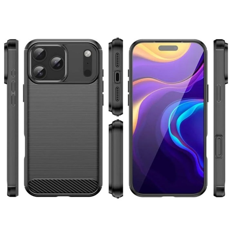 Husa iPhone 17 Pro Silicon Carbon Negru