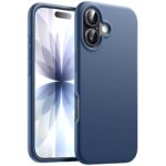 Husa iPhone 17 Silicon Catifea (big hole) Albastru Inchis
