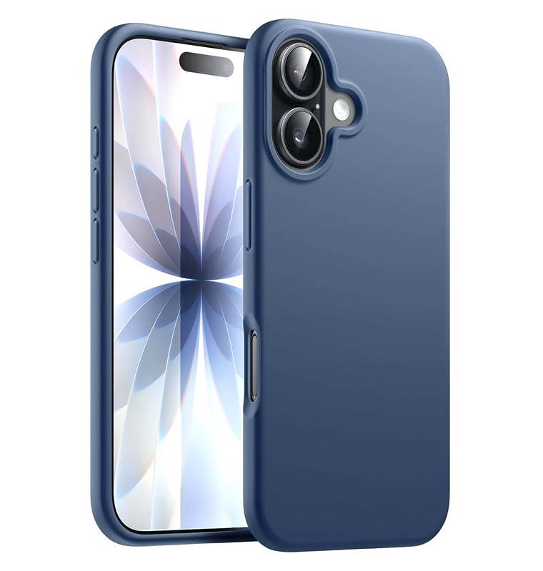 Husa iPhone 17 Silicon Catifea (big hole) Albastru Inchis