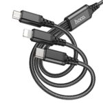 Cablu Incarcare HOCO X76 , 3 in1 – microUSB / iPhone / Tip C Negru