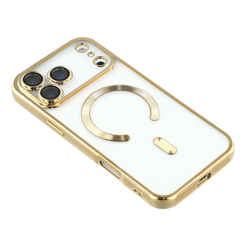 Husa iPhone 17 Pro / 18 Pro MagSafe (open ring) Luxury Cristal Gold - imagine 2