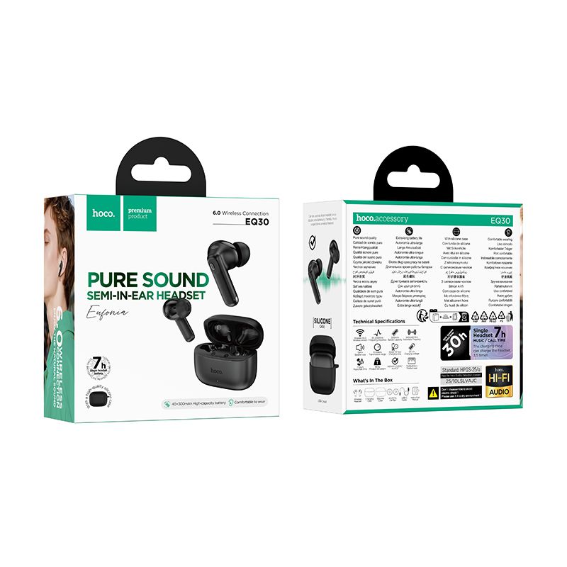 Casti Bluetooth TWS Hoco EQ30 ( husa inclusa ) Negru - imagine 3