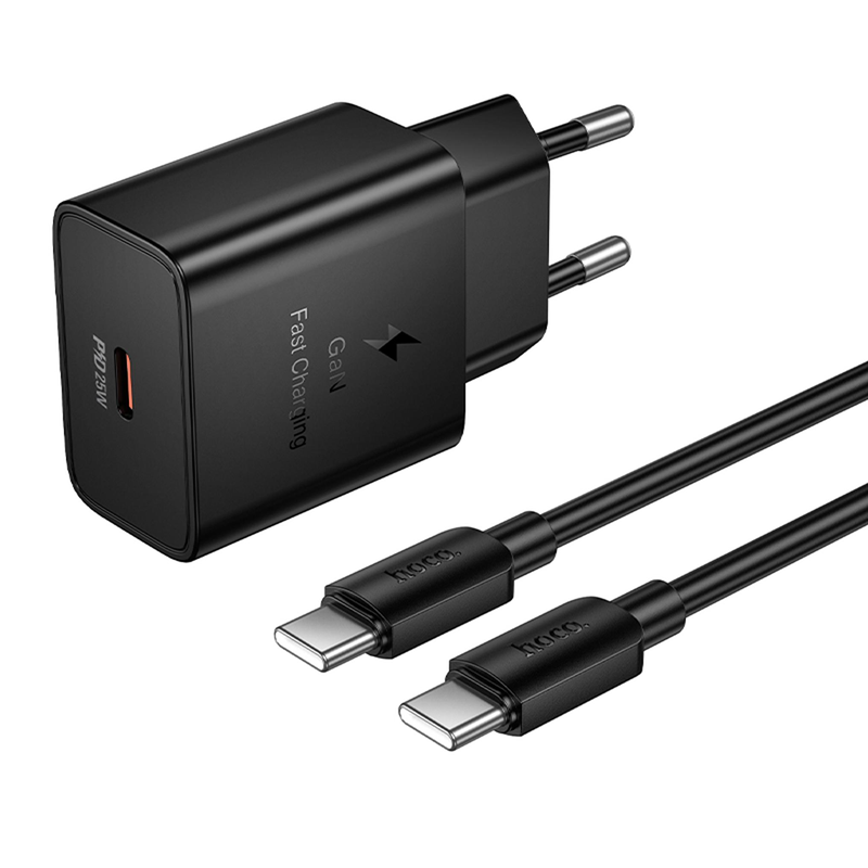 Incarcator Priza HOCO N76 25W GaN + Cablu Tip C Negru