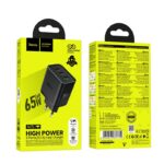 Incarcator Priza HOCO N75 65W – 2x USB C + USB A, PD, QC3, Super Fast Charge GaN 65W