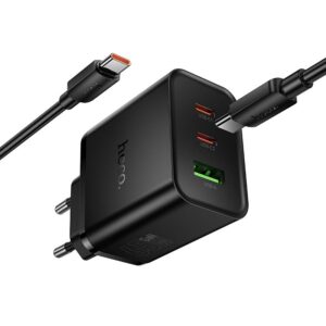 Incarcator Priza HOCO N75 + Cablu Tip C 65W GaN Negru