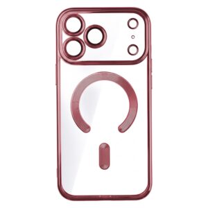 Husa iPhone 17 Pro Max / 18 Pro Max MagSafe (open ring) Luxury Cristal Dark Cherry