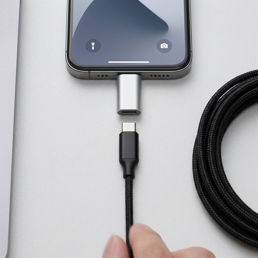 Adaptor OTG Blue Star – USB-A 3.0 - Lightning Alb - imagine 3