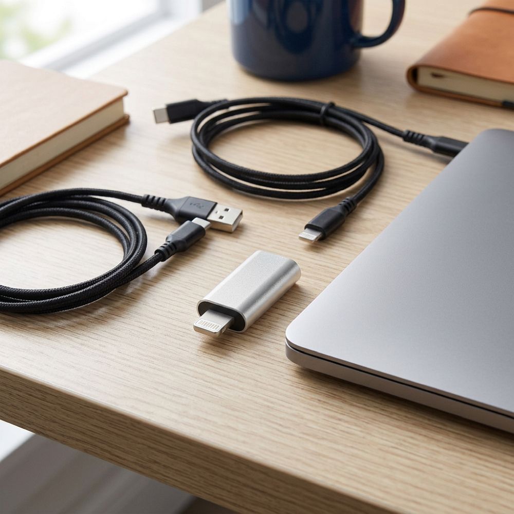 Adaptor OTG Blue Star – USB-A 3.0 - Lightning Alb - imagine 4
