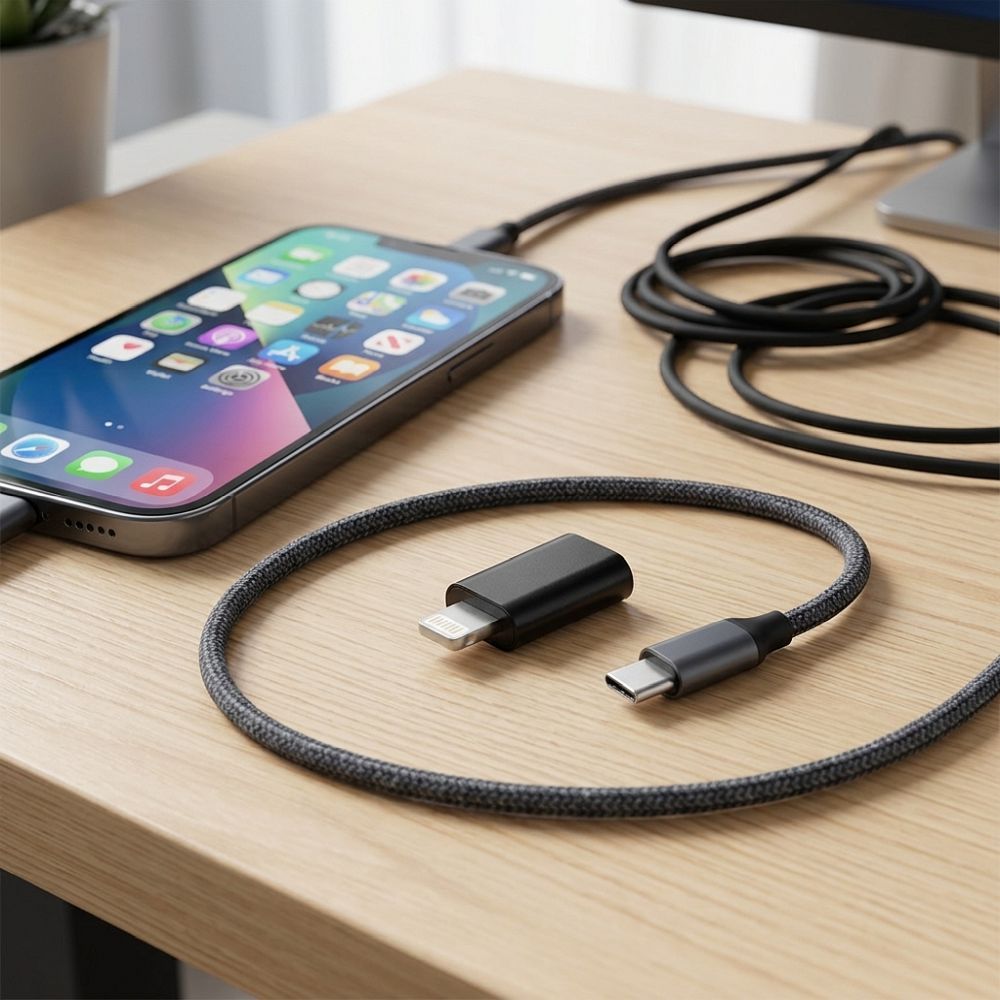 Adaptor OTG Blue Star – USB-A 3.0 - Lightning Negru - imagine 3