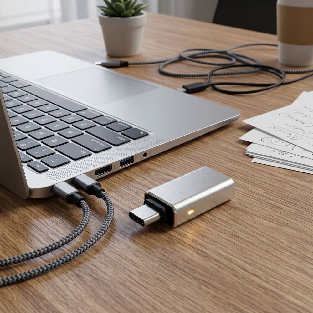 Adaptor OTG Blue Star – USB-A 3.0 - USB Tip-C Alb - imagine 3