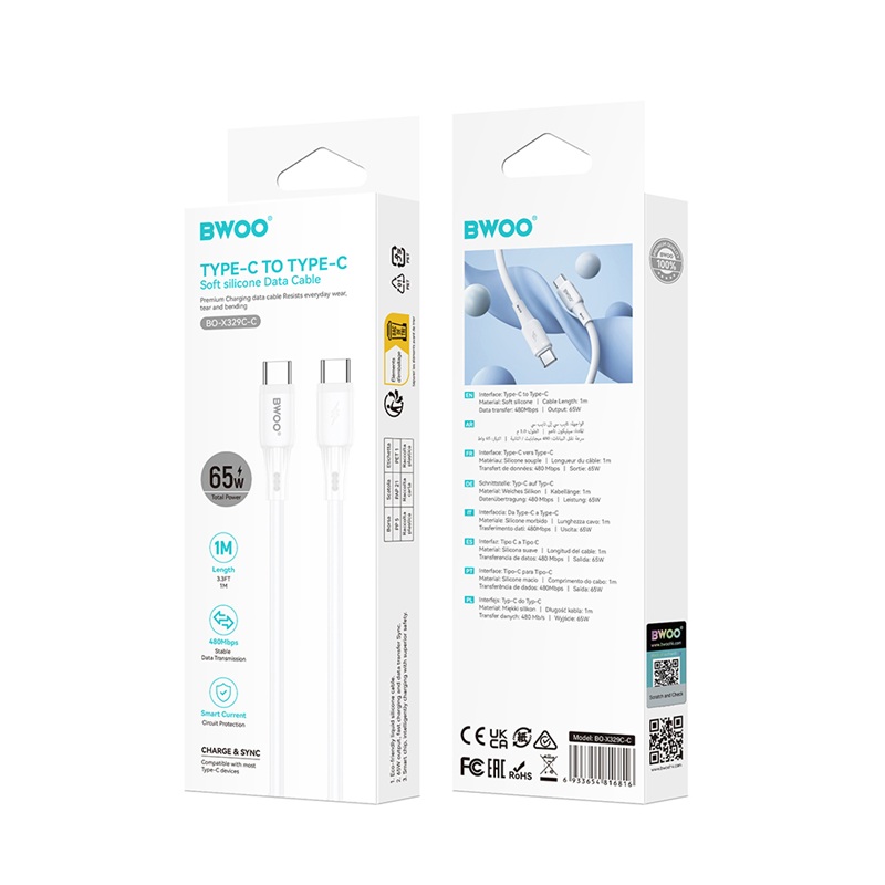 Cablu BWOO X329CC -Tip C - Tip C - 65W Alb