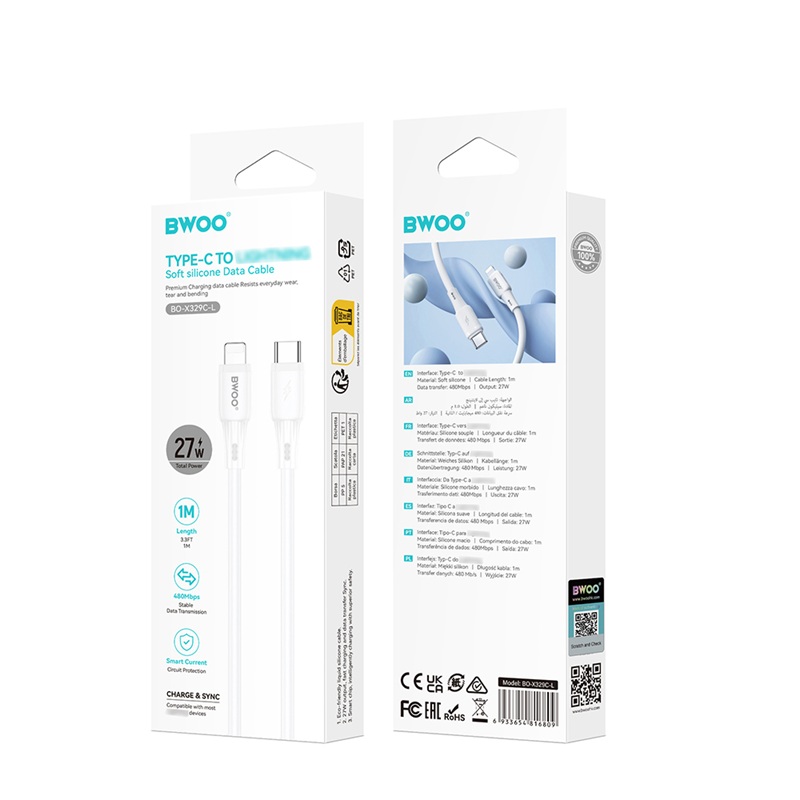 Cablu BWOO X329CL - Tip C - iPhone - 27W Alb