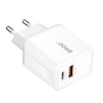 Incarcator Priza BWOO CDA182 (38w) 20W GaN – 1x USB QC3.0 18W 3A – 1x USB Tip C 20W GaN – Alb