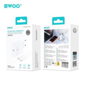Încărcător rapid BWOO PD 20W cu port USB-C unic vine cu un cablul Type-C la Type-C de 65W care oferă încărcare eficientă și convenabilă pentru utilizare zilnică. Suportul pentru încărcare rapidă Power Delivery de 20W permite livrarea rapidă de energie către dispozitivele compatibile, iar cablul C–C inclus face ca setul să fie gata de utilizare imediat ce îl primești.