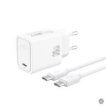 Incarcator Priza XO CE53 PD 30W + Cablu Tip C – Tip C, Super Fast Charge GaN 30W Alb
