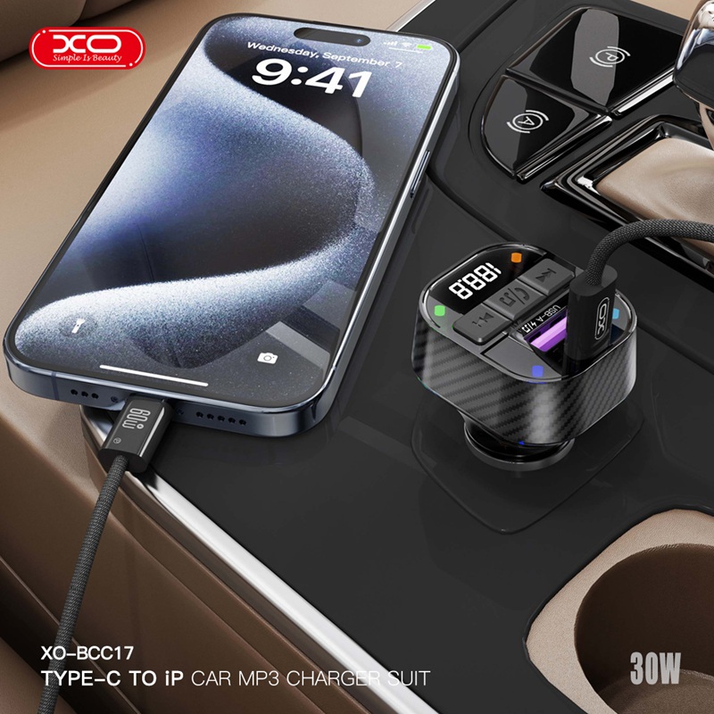 Modulator FM Bluetooth XO BCC17 , 1x USB A + Type C 30W - imagine 5